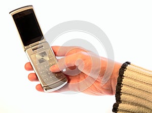 Hand Cellphone Isolated White
