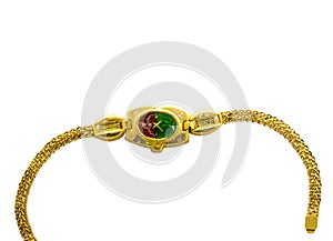 Hand chain  bracelet watch design in gold jewels