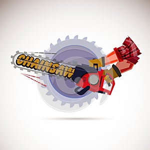 Hand with chainsaw - vector