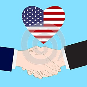 Hand check with heart shape American Flag Background vector illustration
