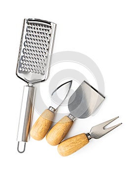 Hand cheese grater and cheese knifes