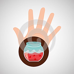 Hand and cherry jar jam