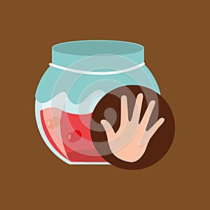 Hand and cherry jar jam