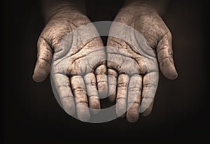 Hand of child beggar