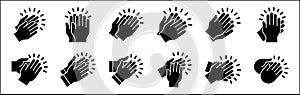 Hand clapping icon. Applause symbol. Hand claps icon set symbol of acclamation, compliment, appreciation, ovation, bravo, photo