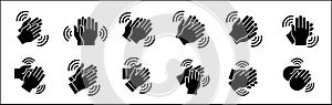 Hand clapping icon set symbol of acclamation, compliment, appreciation, ovation, bravo, congratulation. Applause symbol. Sign of photo