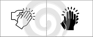 Hand clapping symbol. Hand clapping icon. Applaud icon symbol of ovation, respect, praise, cheer, and tribute. Hands gesture. photo