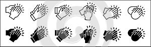 Hand claps icon set symbol of acclamation, compliment, appreciation, ovation, bravo, congratulation. Hand clapping icon. Applause photo