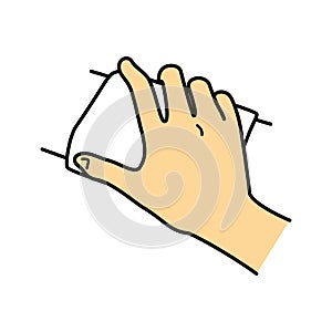 Hand, cleaning  with cleaning sheet, illustration image