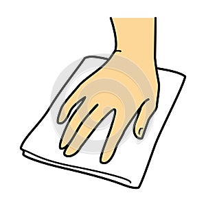 Hand, cleaning  with dust cloth, illustration image