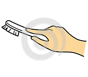 Hand, cleaning with hand brush, illustration image