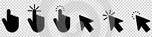 Hand click icon set. Vector pointer icons