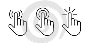 Hand click icons set. Vector illustration