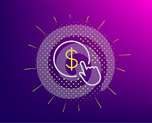 Hand Click line icon. Currency exchange sign. Vector