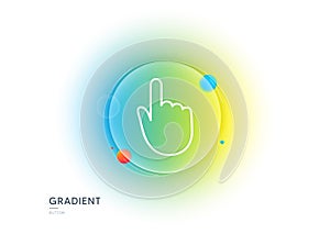 Hand Click line icon. Finger touch sign. Gradient blur button. Vector