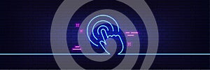 Hand Click line icon. Finger touch sign. Neon light glow effect. Vector