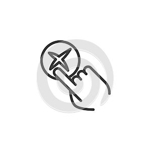 Hand click reject mark line icon