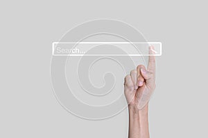 Hand click searching browsing internet data information and networking