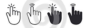 Hand click or touch button icon set