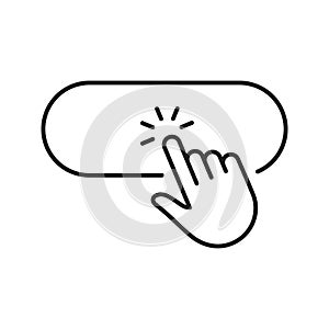 Hand Clicking Button Line Icon. User Interaction, Click Action, And Digital Interface Navigation Outline Symbol. Web