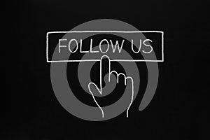 Hand Clicking Follow Us Button