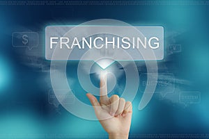 Hand clicking on franchising button