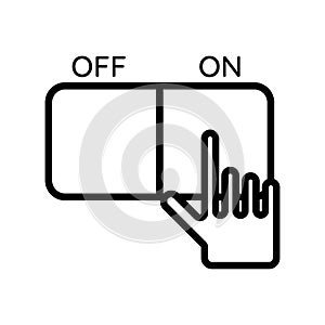 Hand clicking on turn on button vector icon