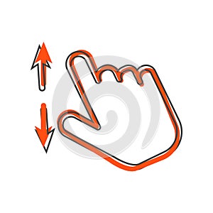 The hand clicks on the button. Cursor Icon cartoon style on white isolated background