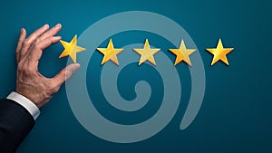 Hand of client giving a one star rating, bad experience