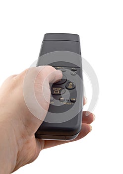 Hand with closed remote control