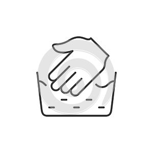 Hand clothes washing line outline icon