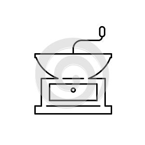 Hand coffee grinder line icon
