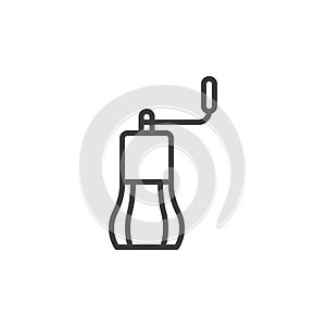 Hand coffee grinder line icon