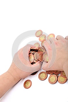 Hand and coins