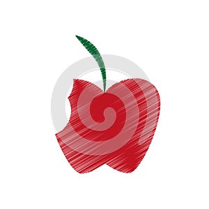 Hand colored drawing apple bite icon