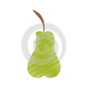 Hand colored drawing pear bite icon