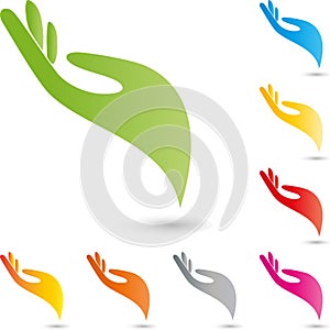 Hand, colored, physiotherapy und orthopedic logo