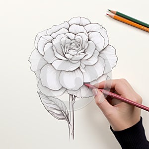 Hand-colored Primrose Drawing: Detailed Character Illustration With Nature-inspired Motifs