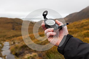 Hand with compass