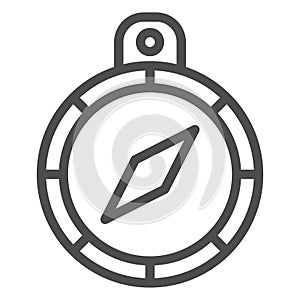 Hand compass line icon. Business direction compass with arrow symbol, outline style pictogram on white background
