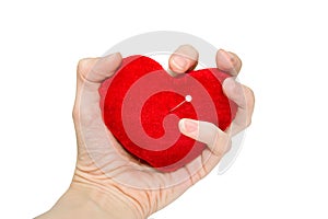 The hand compresses heart