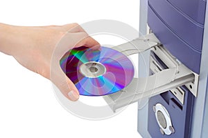 Hand and computer cd-rom