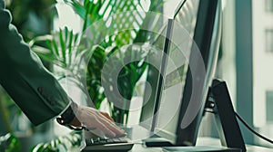 The hand on computer keyboard.AI generated image