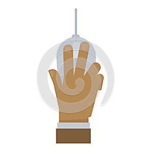 Hand on computer mouse vector flat icon