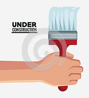 Hand with construction tool