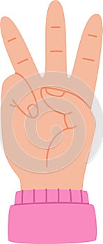 Hand Counting Three Fingers