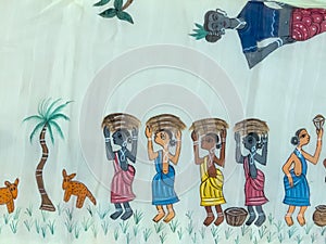 Hand crafted painting by tibals of India photo