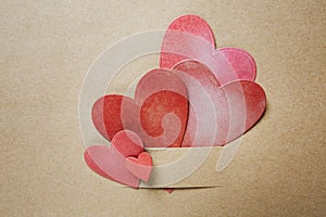 Hand-crafted paper hearts photo