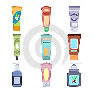 hand cream set cartoon vector illustration