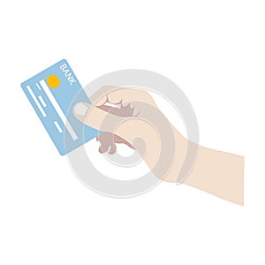 Hand with credit card, vector illustration